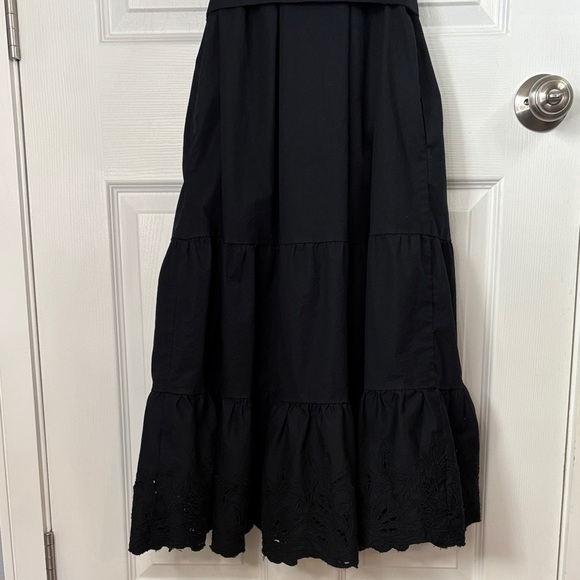 Chico's Black Eyelet Hem Midi Dress with Tie Belt & Pockets Sz 2.5 (14) - Picture 10 of 14